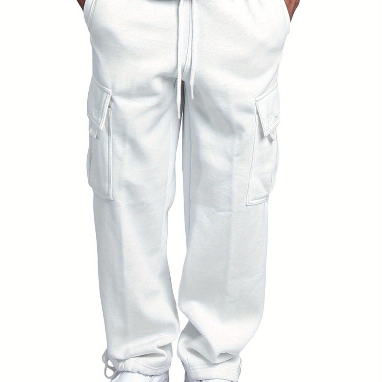 TEMU Mens Casual Solid Color Pants Lightweight Drawstring Design Elastic Waist Loose Fit Yoga Pant Beach Trouser