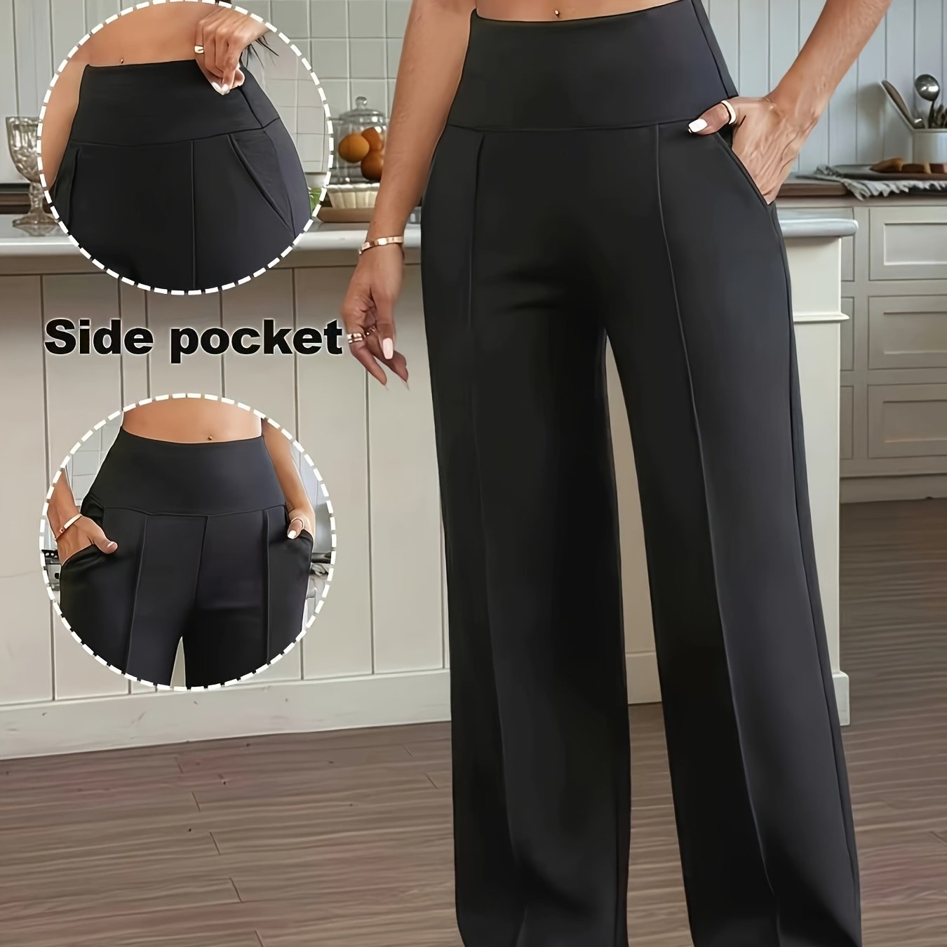 TEMU Taglie Forti, Pantaloni da Donna Taglie Forti a Vita con Controllo e Larga - Jogger Morbidi ed Elasticizzati a Larga con Tasche, Pantaloni a con