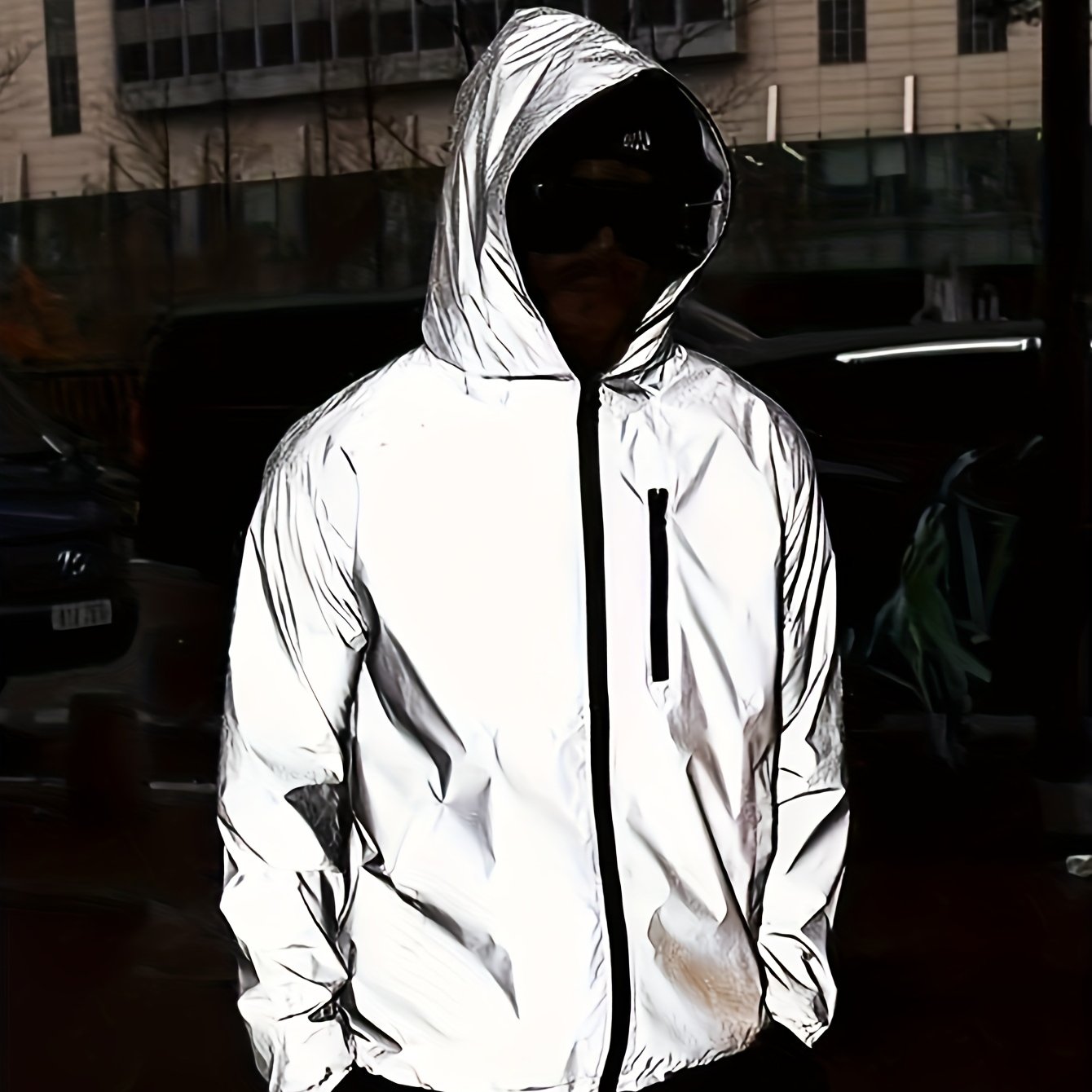 Image of Men's Full Windbreaker Jacket Spring Autumn Hip Hop Streetwear Hooded Loose Coats Male