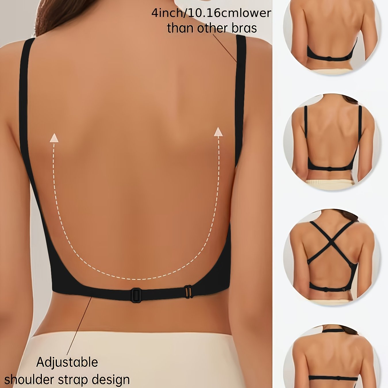 1pc Multi-style Backless Lingerie For Women With Small Busts Push-up & X-shape Backless Design Detachable Straps Seamless Bra