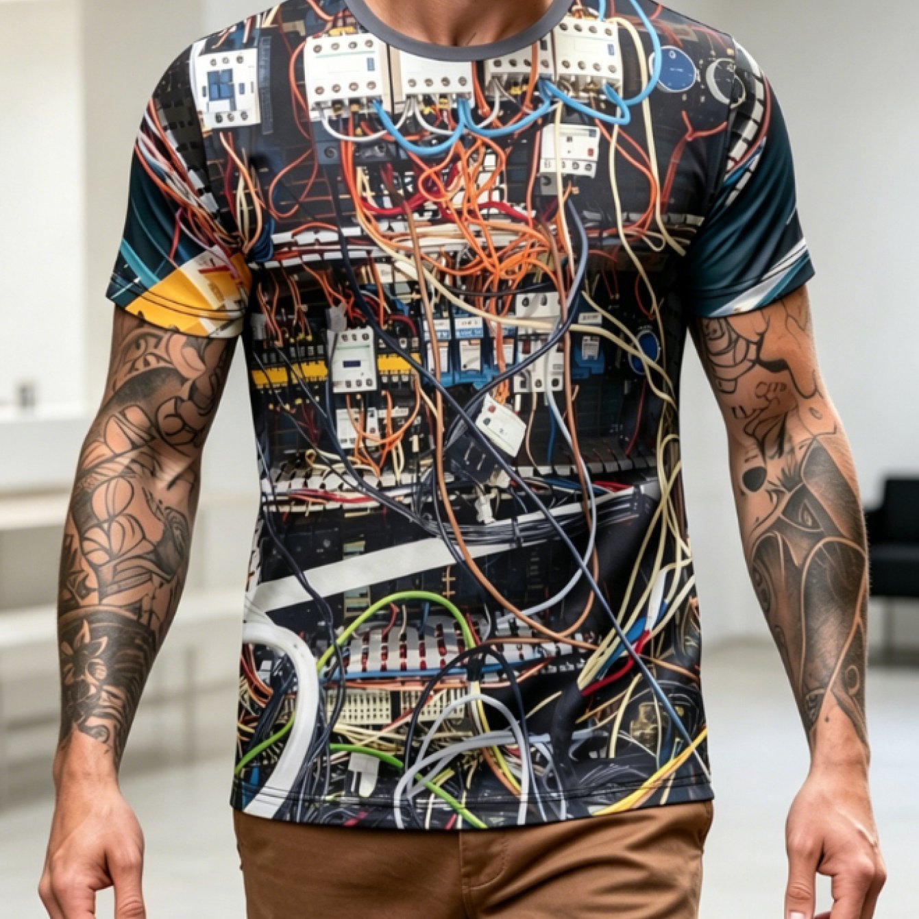 TEMU Men's T-shirt - Print Short Sleeve Crew Neck Top , Lightweight Summer T-shirt Suitable For Style , Machine Washable For Casual Wear & Themed