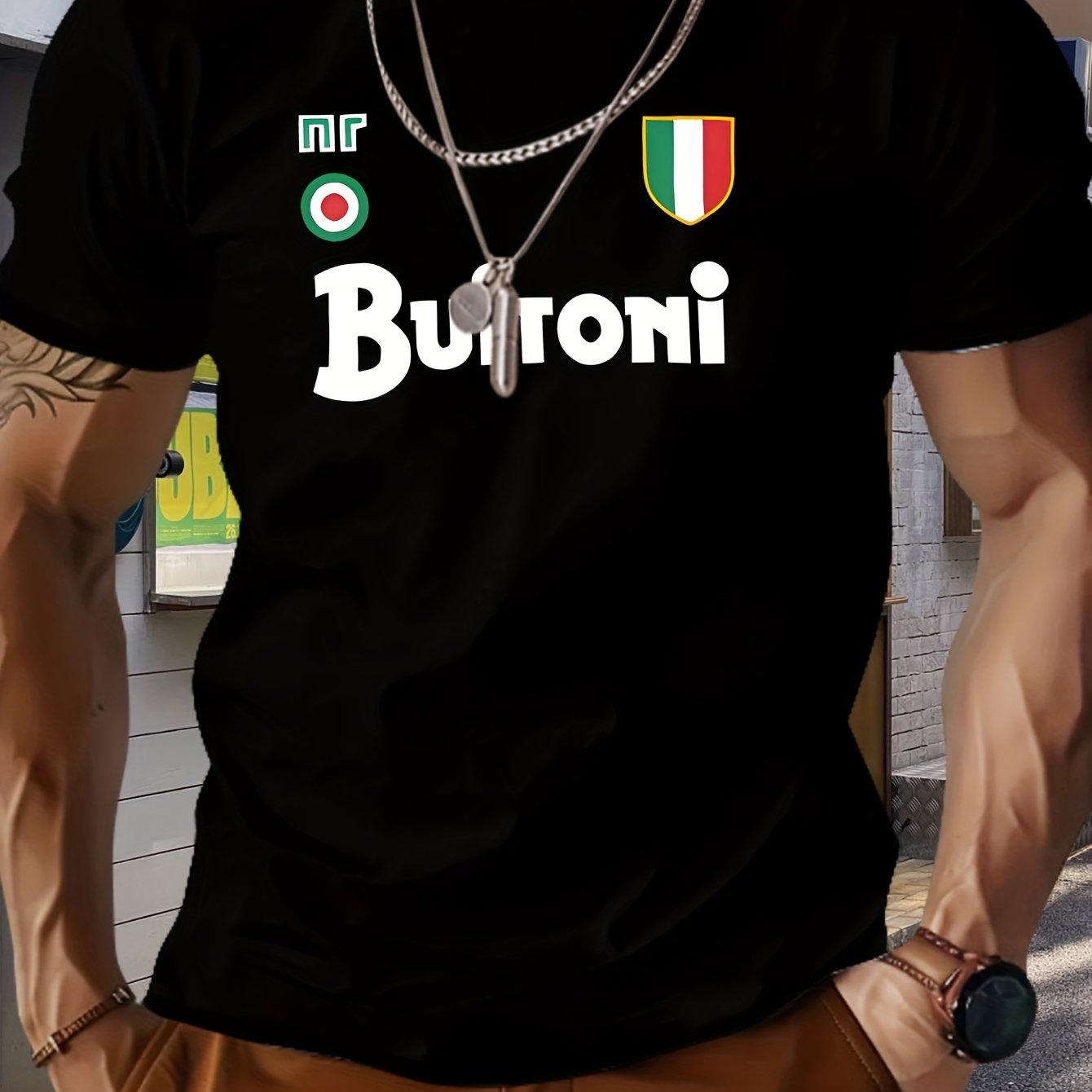 TEMU Men's Summer Printed T-shirt - Casual Round Neck Short Sleeve Tee, Machine Washable, Lightweight And Comfortable, Suitable For Casual Wear