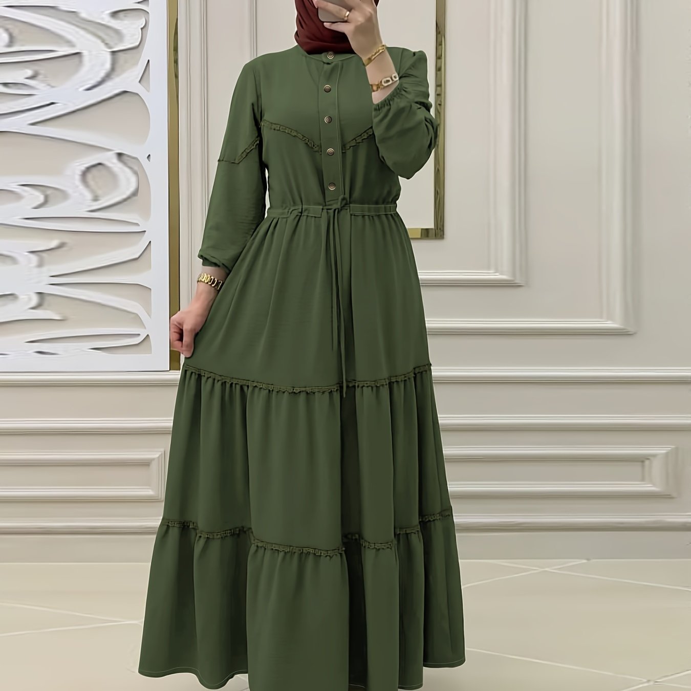 Middle Eastern Solid Color Long Women's Dress