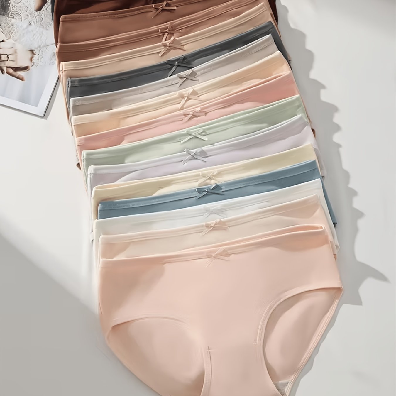 Image of Set Of 10 Assorted Color Women's Underwear, Featuring A , Combining . Seamless Panties Are Essential For Daily Wear, Showcasing An Elegant Style. Lightweight And Made From Soft Materials