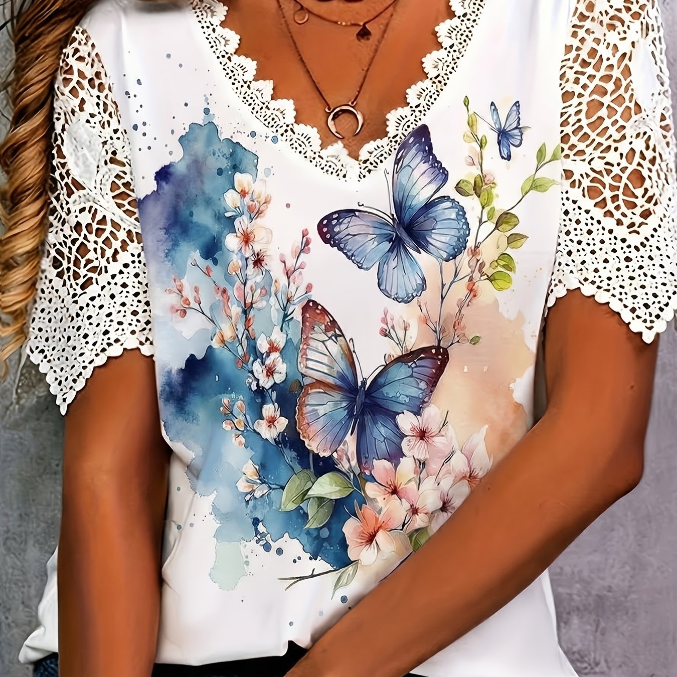 TEMU Plus Size - Plus Size - Plus Size Women's Fashion Solid Color Geometric Pattern Short Sleeve T-shirt