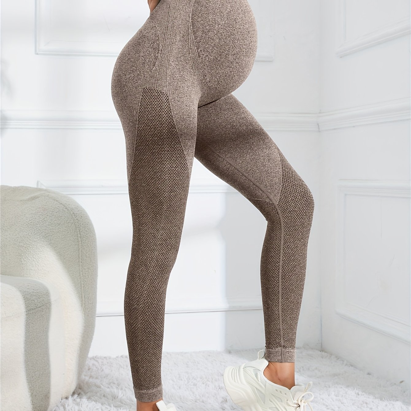 TEMU Women's Maternity Leggings Quick Dry Breathable Yoga High Waist Pants Slim Fit Stretchy, Pregnant Women's Clothing