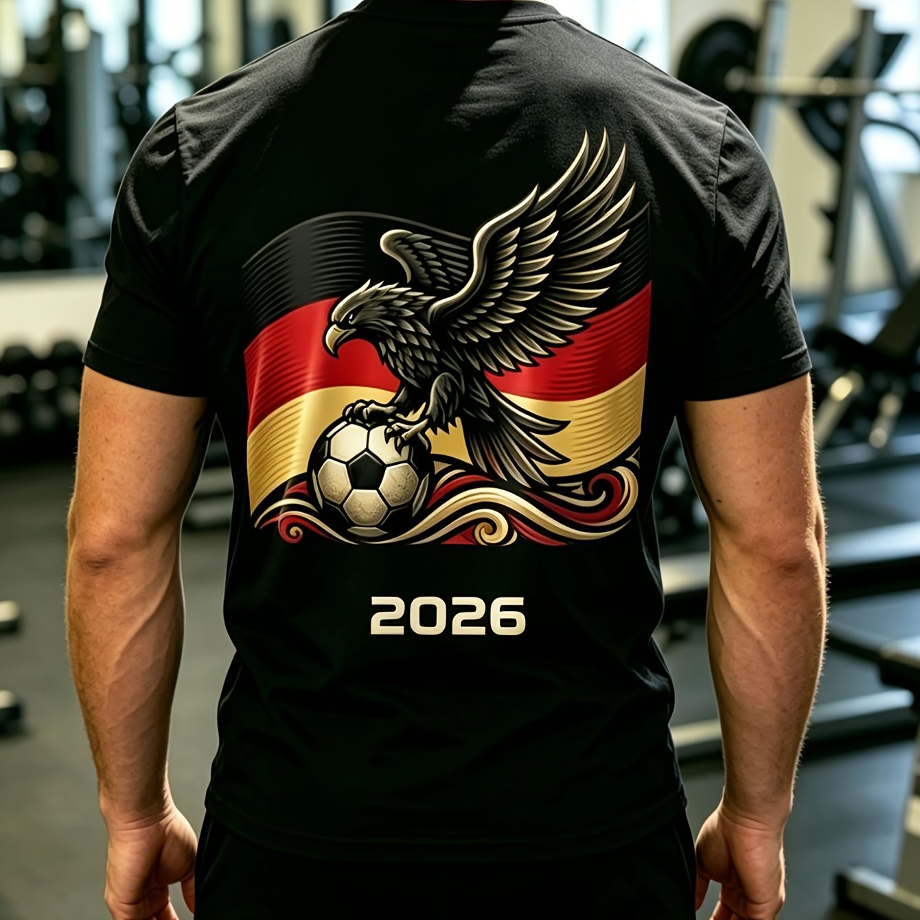 Image of 2026 T-shirt German Football Inspired Graphic Tee Casual Short Sleeve Shirt For Everyday Gym Use Outdoor Leisure Breathable