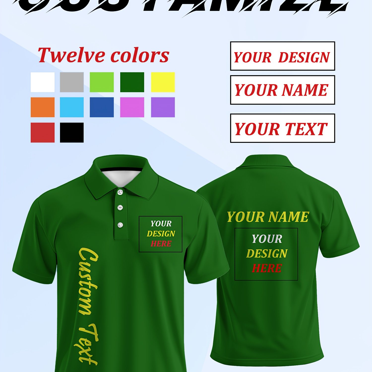 TEMU Custom Work, Competition, Leisure Theme Shirts, Personalized Logo, Name And Picture Customization, Plus Size, Suitable For Work Or Casual Daily