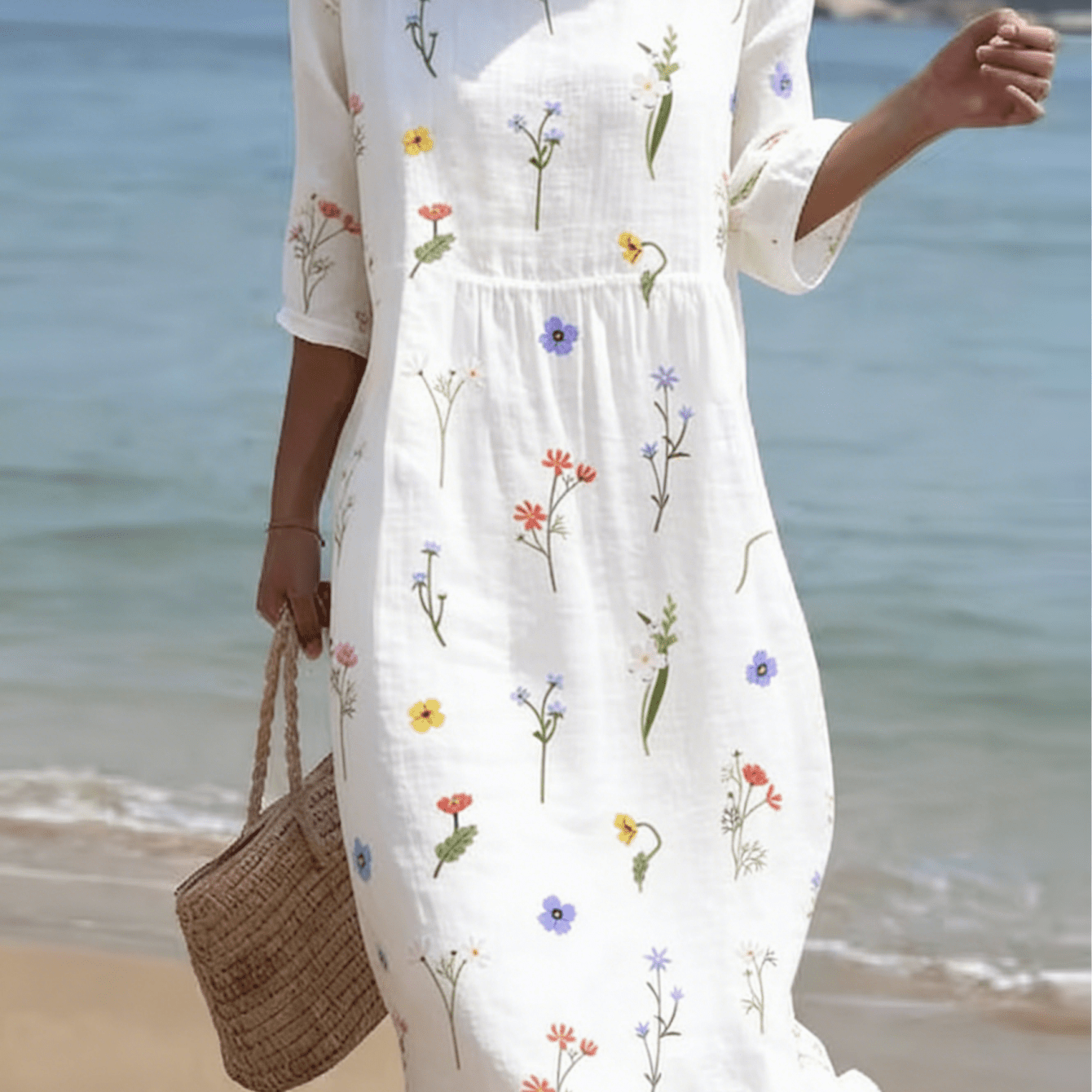 Image of New Arrival Womens Colorful All Dress Outdoor Streetwear Fashionable Versatile Design Print Maxi Dress