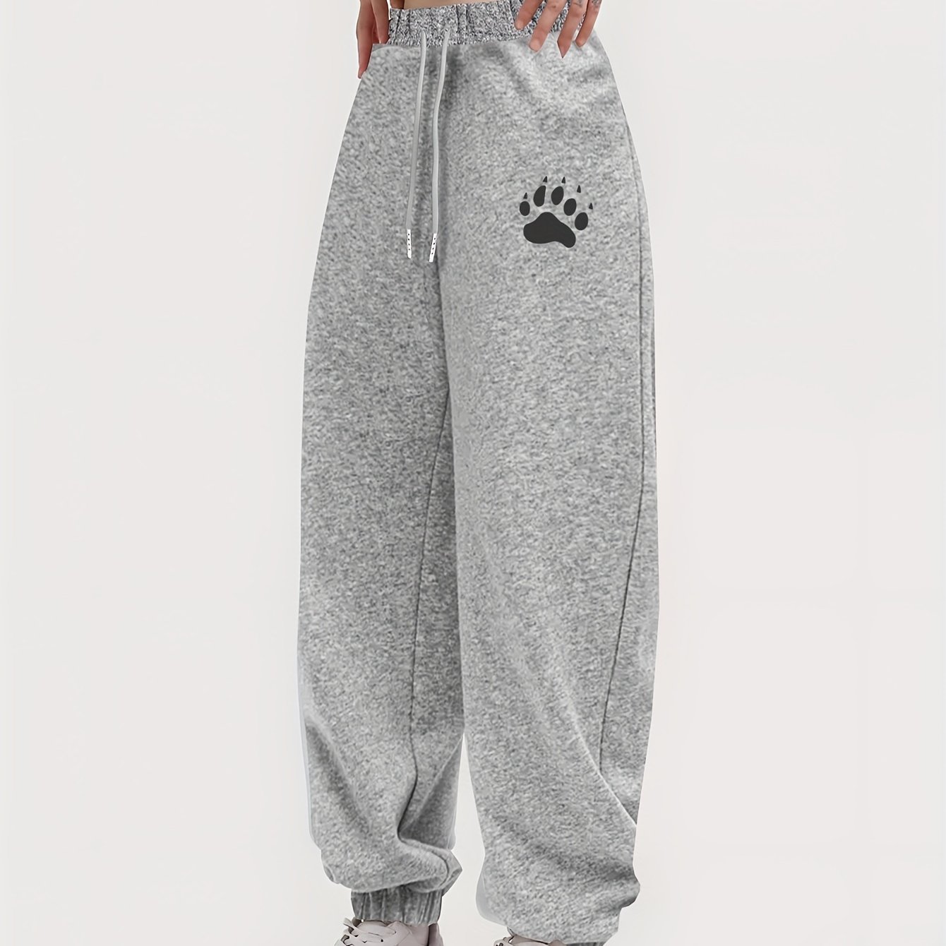 Cute Cat Paw Print Sports Sweatpants Jogging Pants, Drawstring Elastic  Waist Workout Loose Casual Pants With Pocket, Women's Athleisure - Temu  United Kingdom