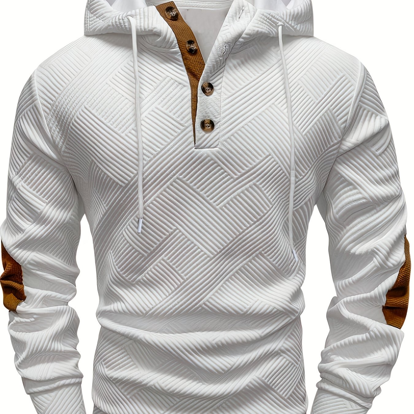 TEMU Men's Spring Summer New Elbow Long Sleeve Top, Casual Sporty Style, Comfortable Men's Wear, Classic Trendy Versatile Shirt, Suitable For Office,