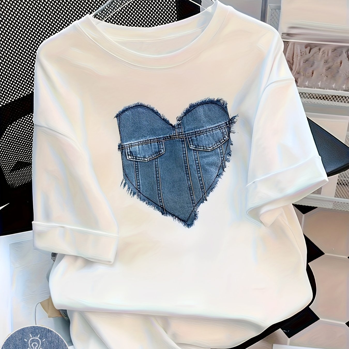Image of Women's 100% Short Sleeve T-shirt - Minimalist Tee With Lettering, Soft Everyday Casual Shirt For Everyday & Formal Outfits - Everyday, Ladies T Shirts, Versatile Clothing, , Basic Top
