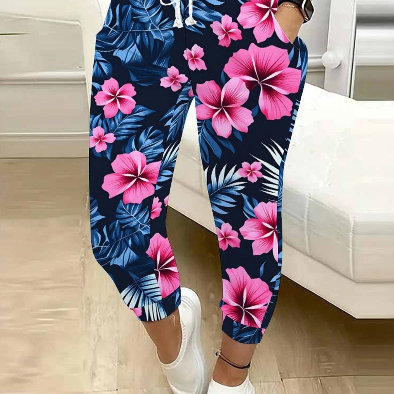 TEMU Classic Women's Casual Drawstring Pants With Flowers, Trees, Geometric Shapes, 250th Anniversary Celebration, Moon And Stars, Tie Dye Print,