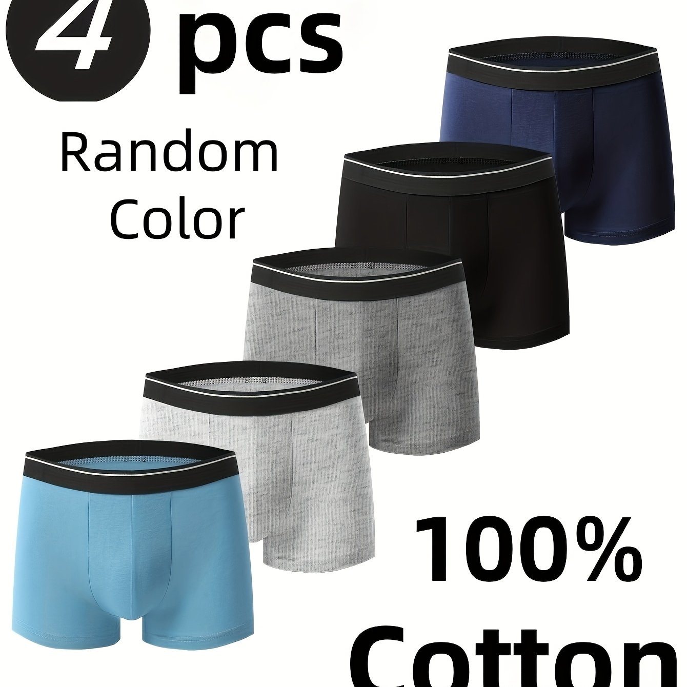 Image of Random A Set Of &;s Underwear In Assorted Colors, Made Of Comfortable Pure, Featuring Boxer Shorts Suitable For Daily Wear And Sports. Ideal For Athletic Activities And Home Lounging