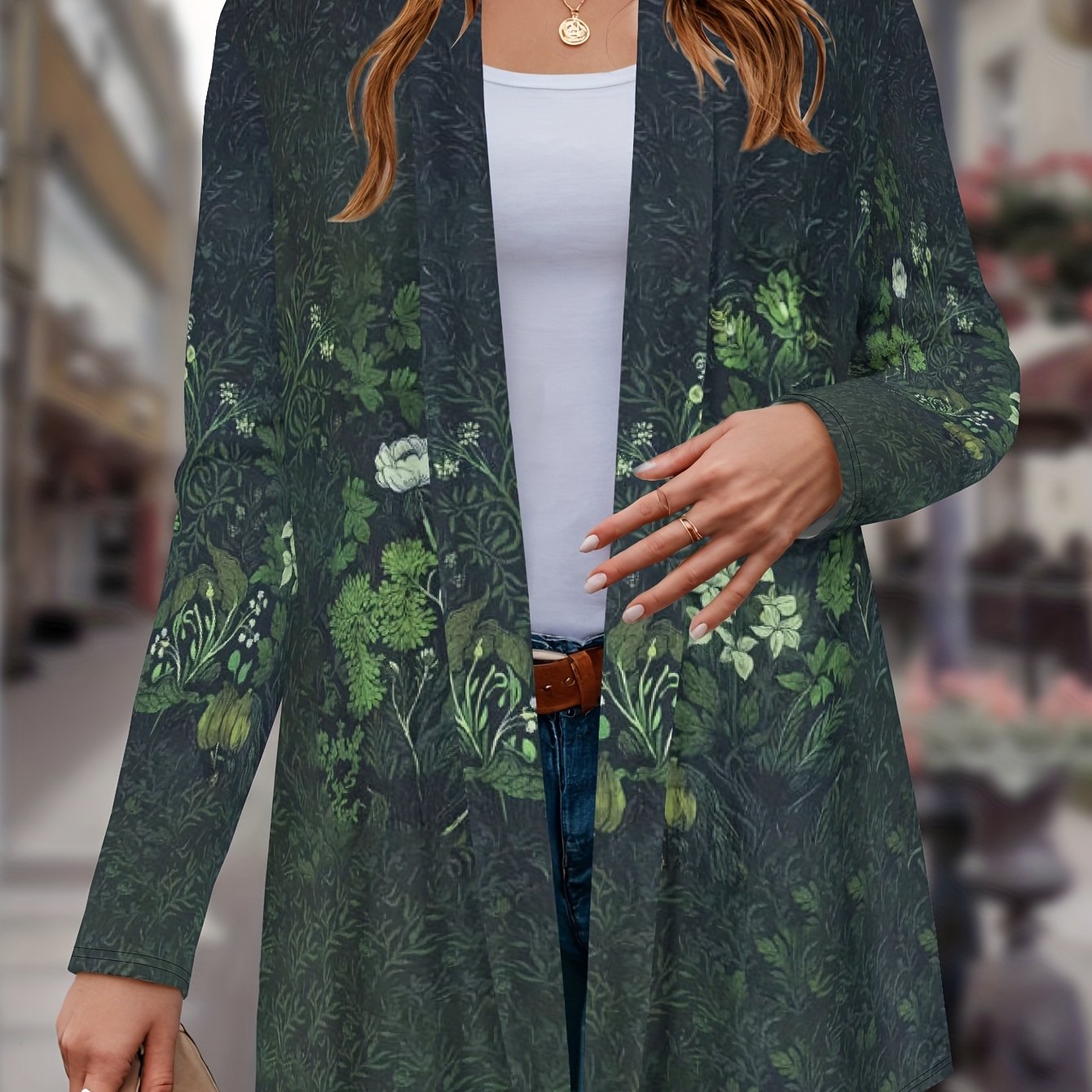 TEMU Plus Size, New Casual Comfortable Fashionable Artistic - Element Pattern Plus Size Women's Outerwear Jacket