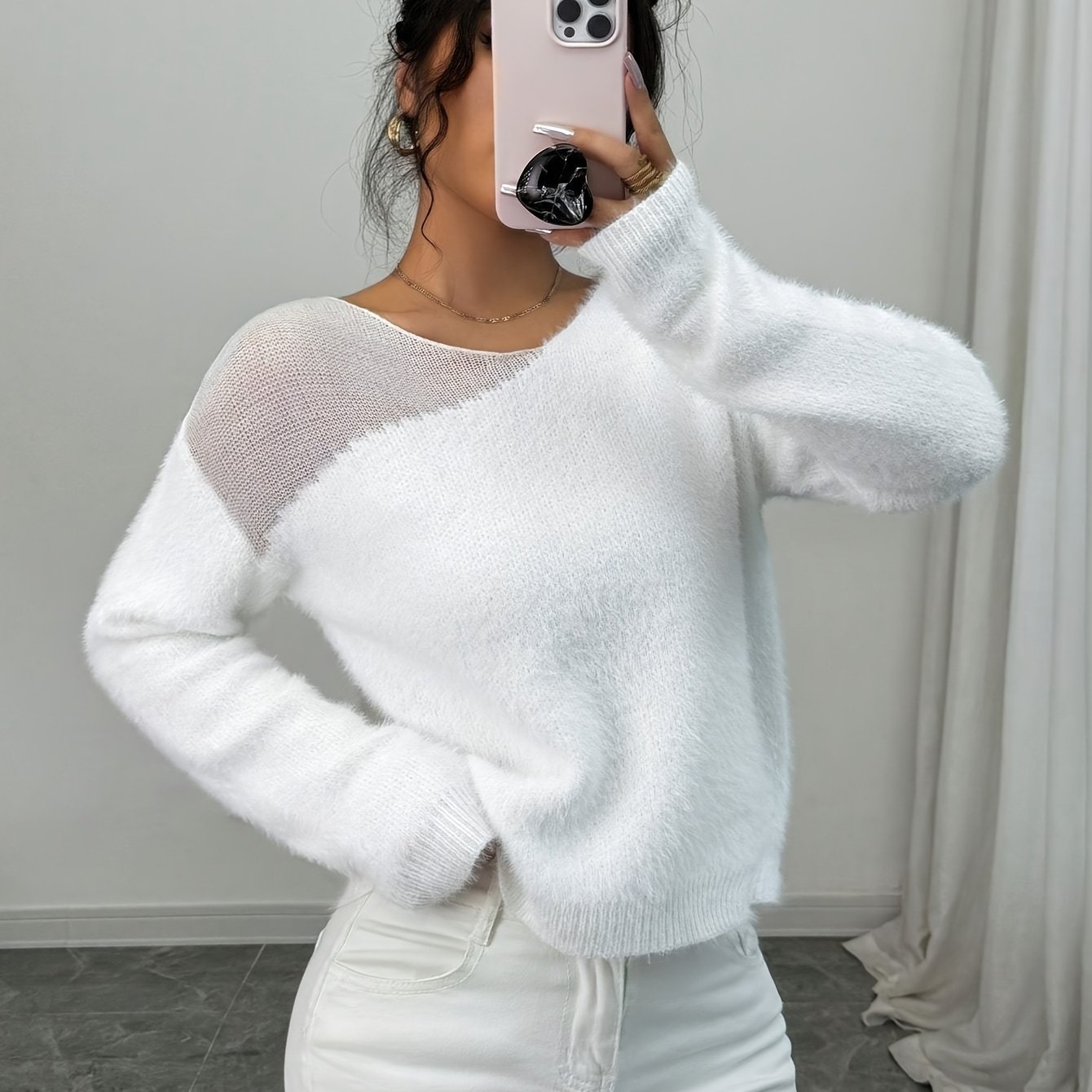 Gavin European And And Comfortable Sweater For Women, Solid Color Versatile Gentle Long-sleeve Top