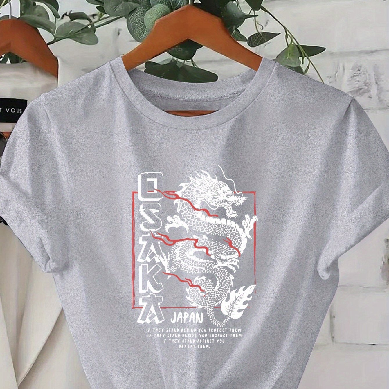 TEMU Plus Size, Women's Plus Size Casual Short Sleeve T-shirt - Pink Geometric Dragon Print Round Neck Top, Breathable Machine-washable Fabric, Fit,