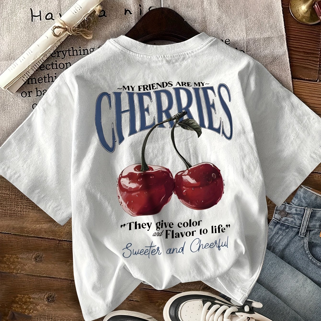 TEMU T-shirt à Imprimé , Haut Décontracté à Manches Courtes et Col Ras du Cou pour l'Été et , Vêtements pour Femme