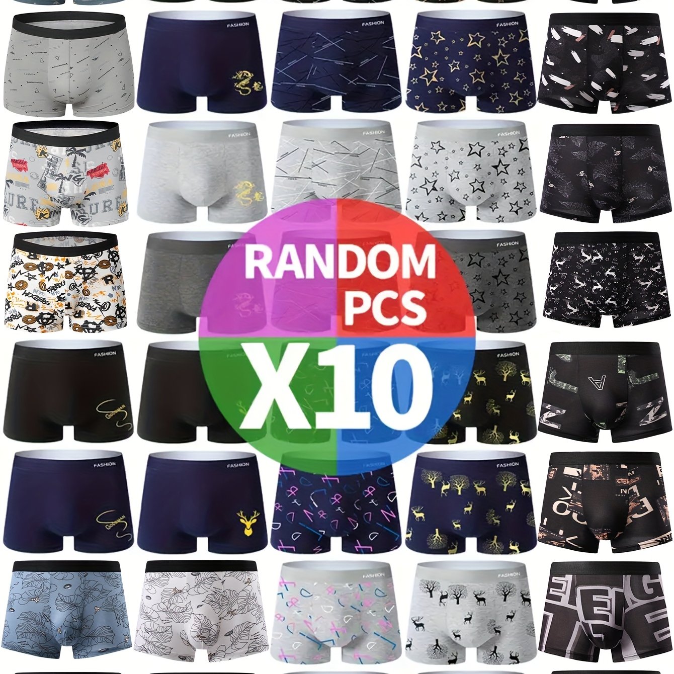 Random 's Underwear, Casual Boxer Briefs Shorts, Breathable Comfortable Stretch Boxer Briefs, Sports Shorts