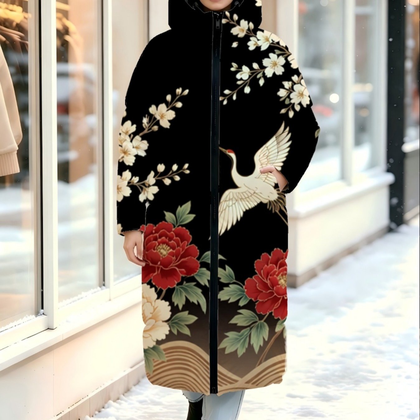 Image of Plus Size - Women's Plus Size Long Coat Fashion Outerwear (xl - 8xl) - Suitable For Autumn And Winter, Warm, Ideal For Daily Wear, Dates, And Festivals, Gift