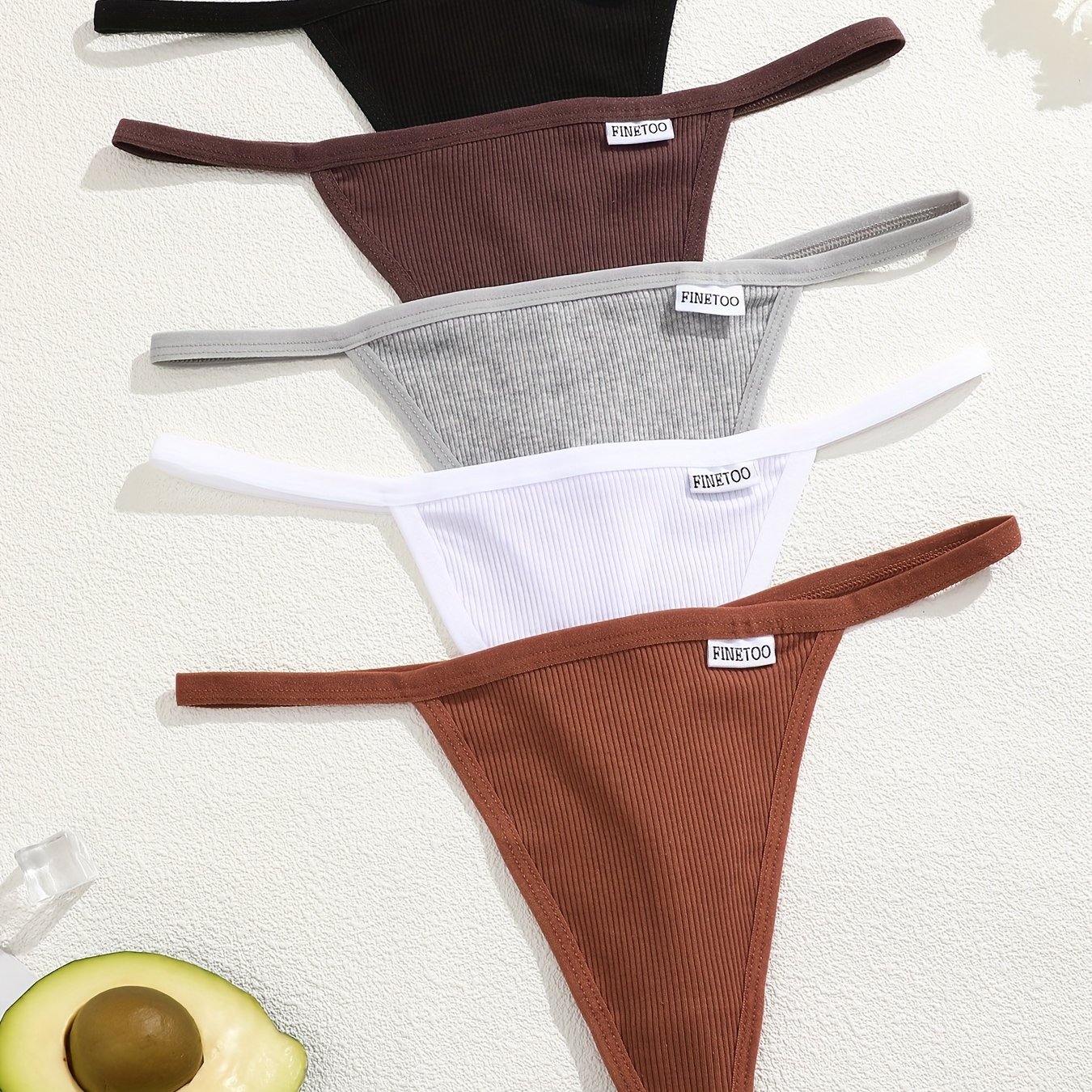 5pcs Women' Color Low-rise Panties, Everyday Thong Underwear