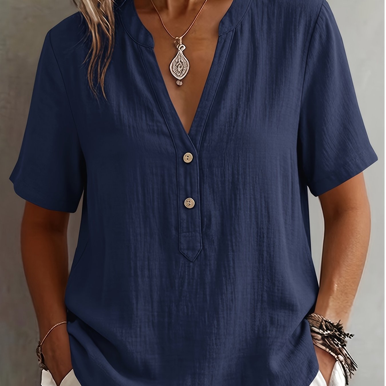 TEMU Women's Half Open Cardigan Short Sleeve Tunic Shirt