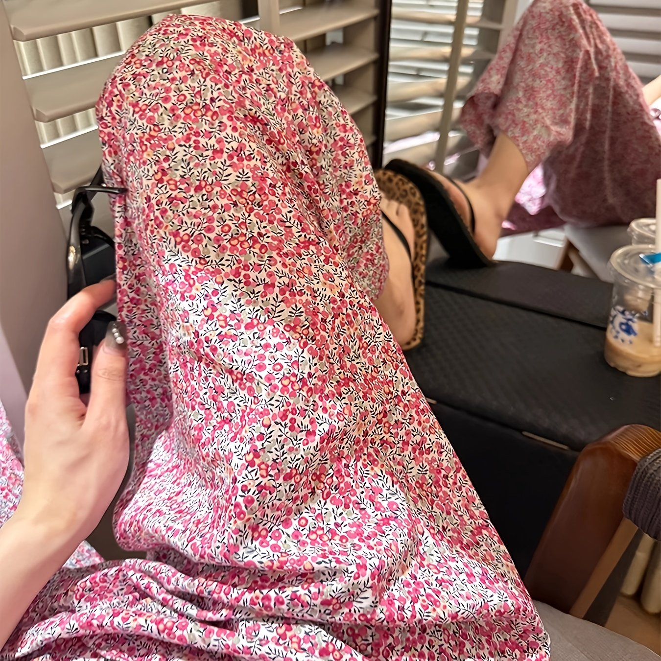 TEMU レトロ花柄ワイドレッグパンツ レディース、ハイウエスト付き な部屋着パジャマ - カジュアルな夏用ロングパンツ 室内/アウトドア用