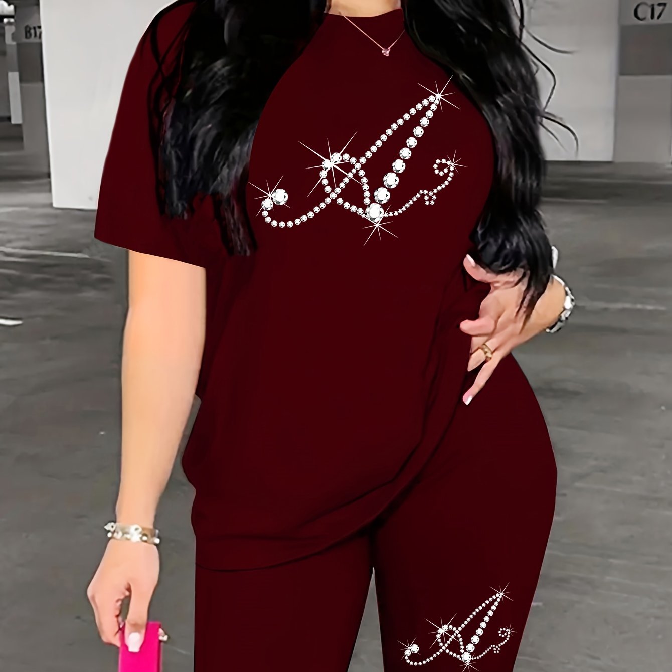 TEMU Conjunto de Camisetas con Estampado de Líneas para Mujer - Popular