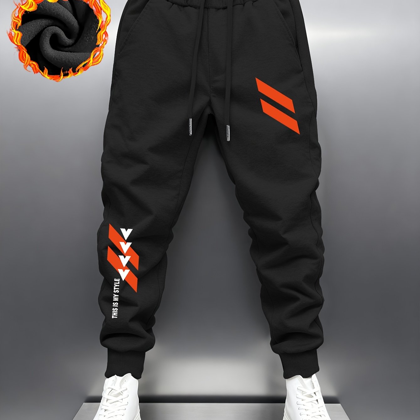 TEMU Popular Men's Thick And Comfortable Sports Pants, Stylish Men's Elastic Fabric, Casual Men's Trousers, Trendy Thick Long Pants For Men