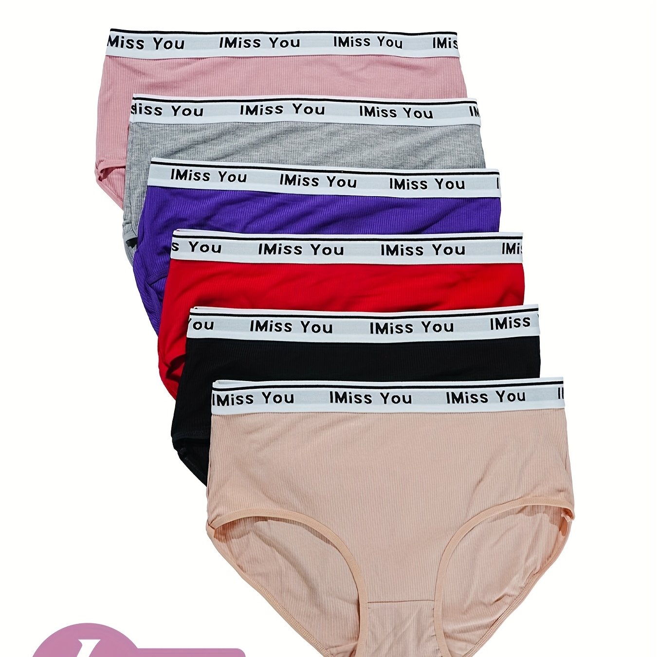 TEMU 6 pièces Sous-vêtements Femme Taille Haute Automne - Culottes Élégantes à Imprimé Lettres, Doux et Extensibles, Couverture Complète, Adaptés ,