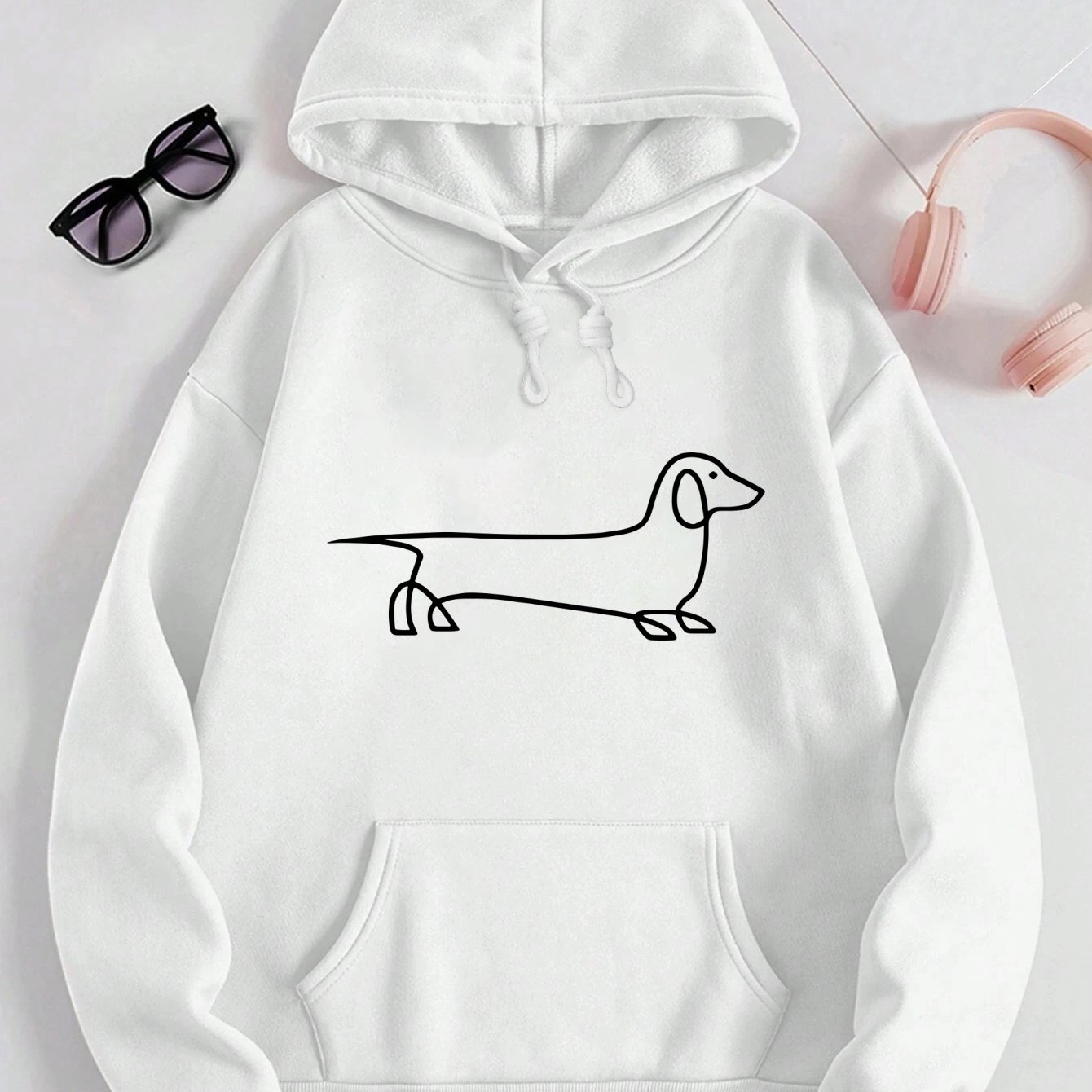TEMU Printed Hoodie - A Casual Pullover With Drawstrings, Suitable For , A Comfortable Hoodie For Leisure, Featuring , A Drawstring Hood, Street