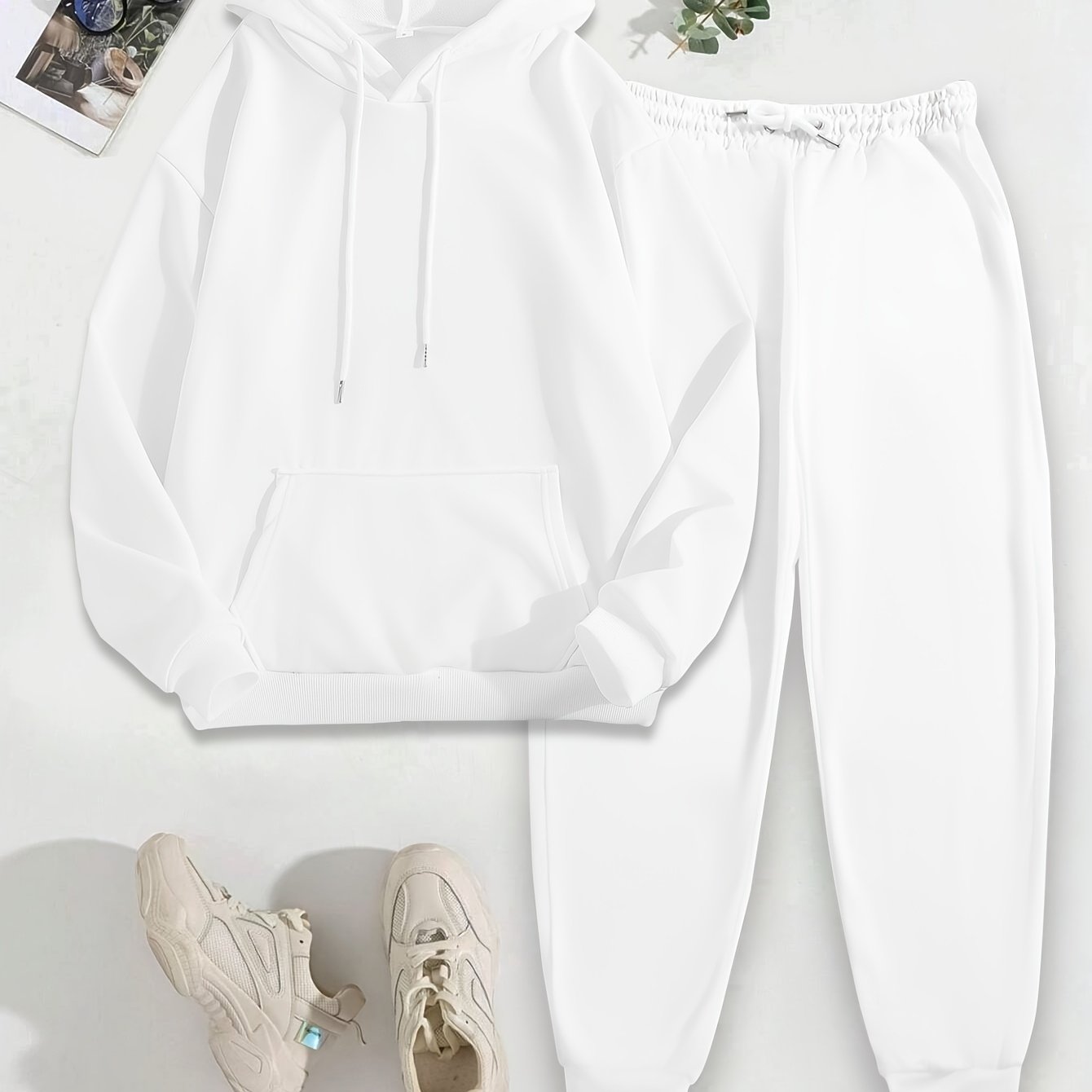 TEMU Ensemble 2 pièces pour femmes, haut à capuche imprimé et ensemble de pantalon, vêtements pour femmes