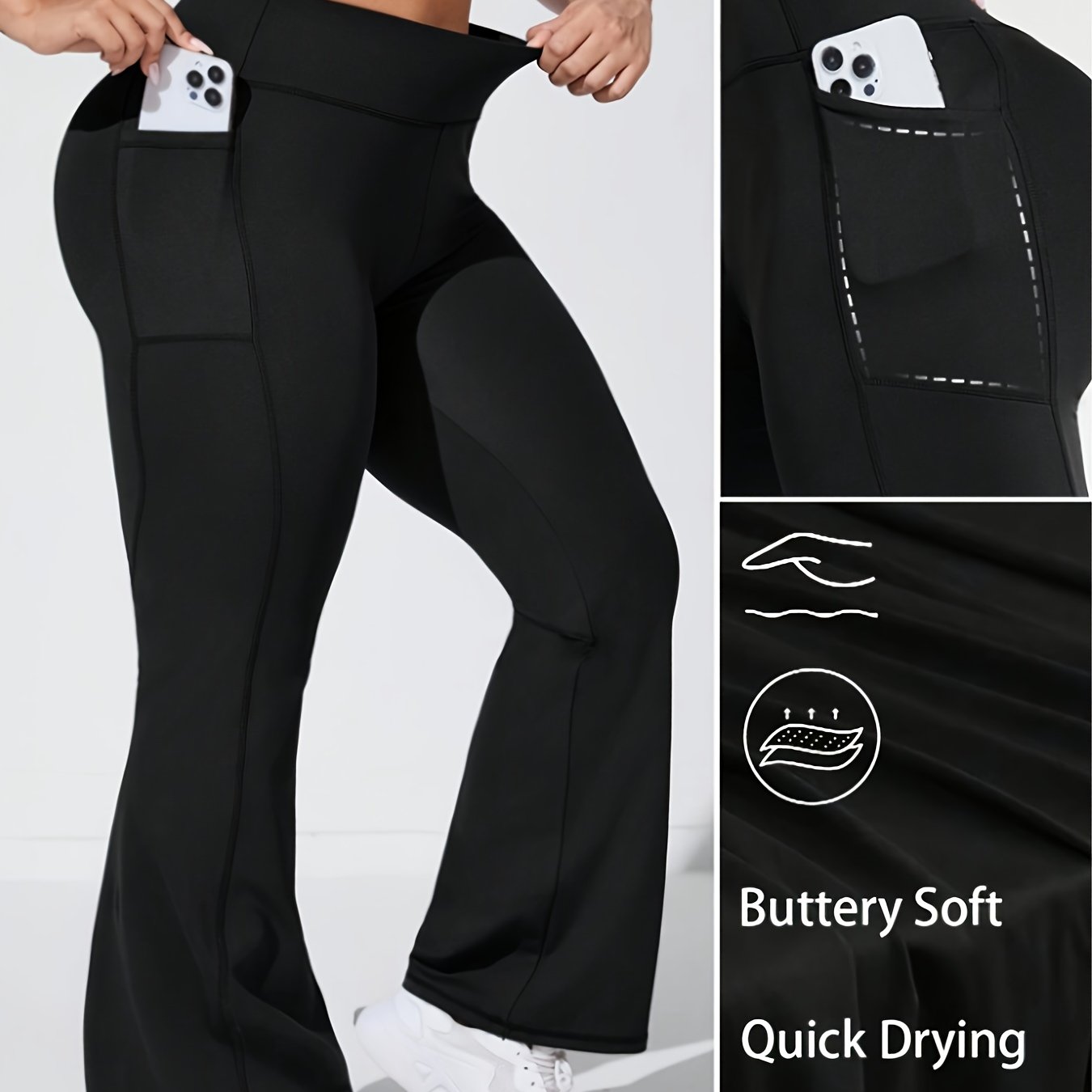 Plus Size - Plus Size - Plus Size High-waisted Flare Leg Pants With Side Pockets