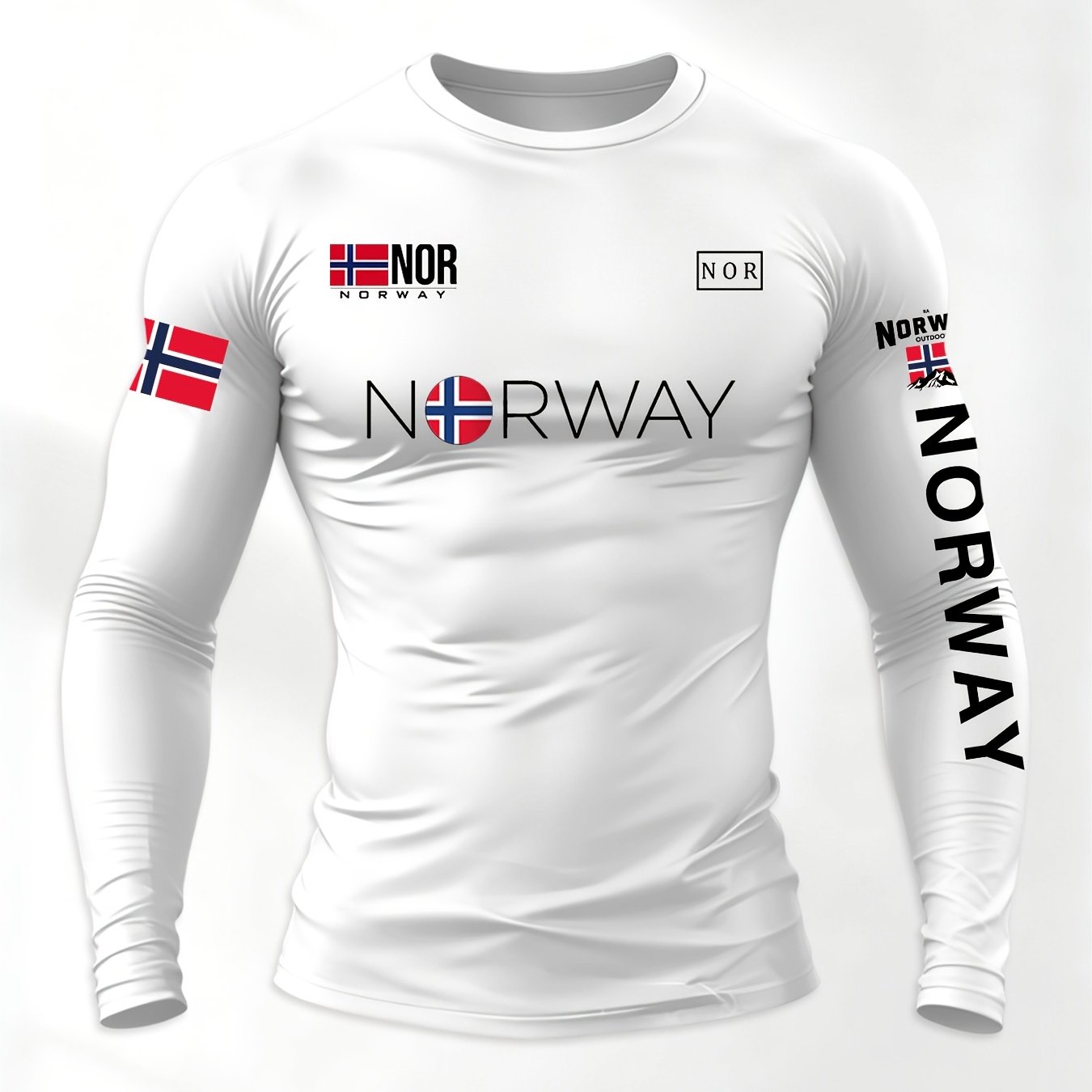 TEMU Men's Long Sleeve Printed T-shirt, Regular Spring/autumn Outdoor Sports Casual Long Sleeve Top