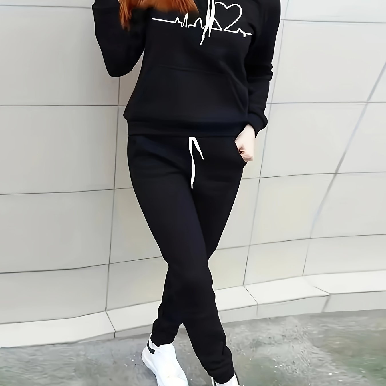 TEMU -border European And Casual Vacation Set For Women, New Autumn/winter -lined Hooded Sweatshirt And Sweatpants, Women's Trade Fashion