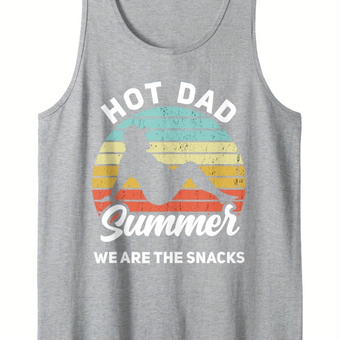 TEMU Summer Graphic Print Men’s Cotton Tank Top - " The Snacks" Design, Casual & Comfy Sleeveless Shirt For Or Outdoor Fun, Loose Fit, Machine