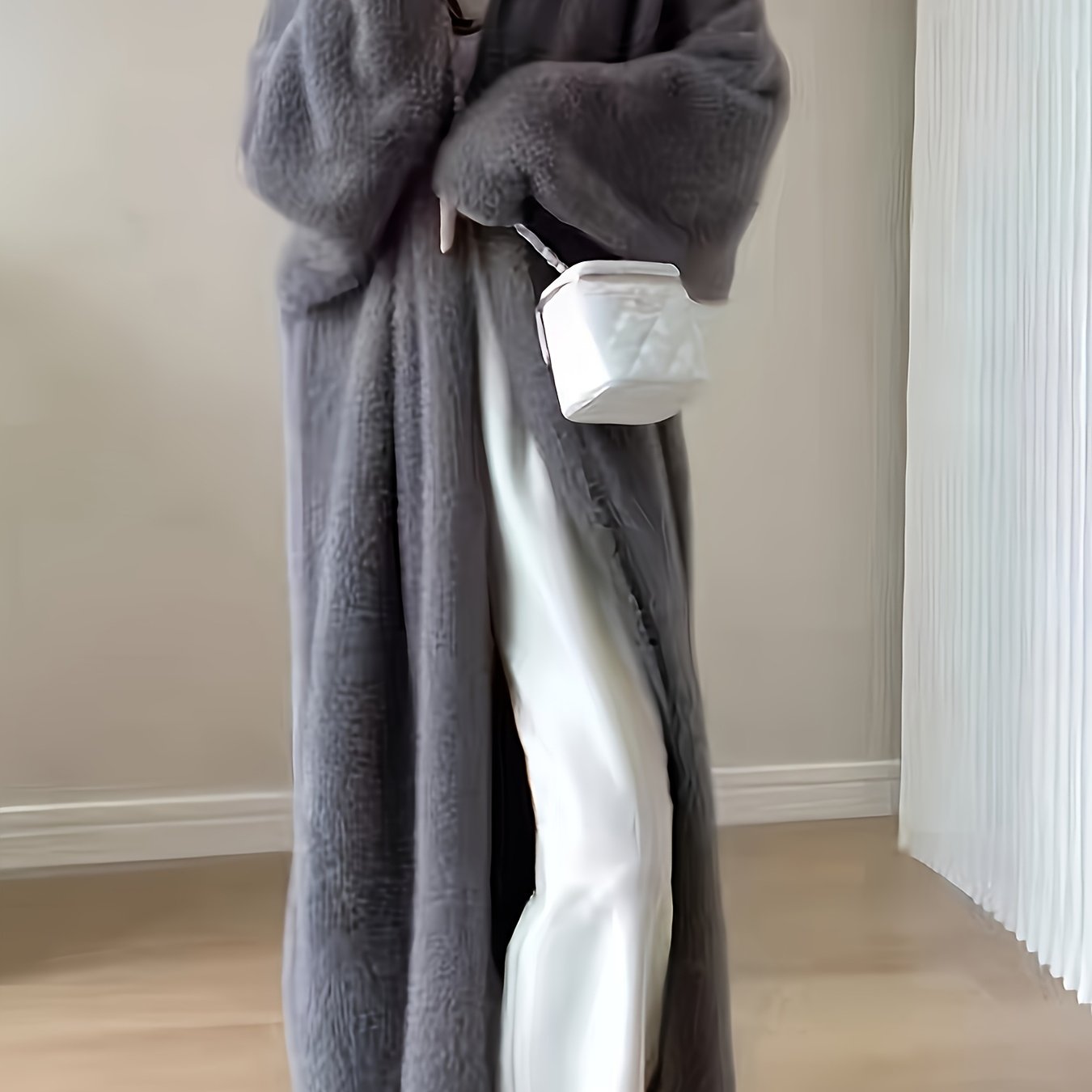 TEMU Plush Velvet Comfortable Mink Over-the-knee Long Women's Cardigan, New Autumn/winter High-end Thickened Loose Lazy Style Sweater Cardigan, Long