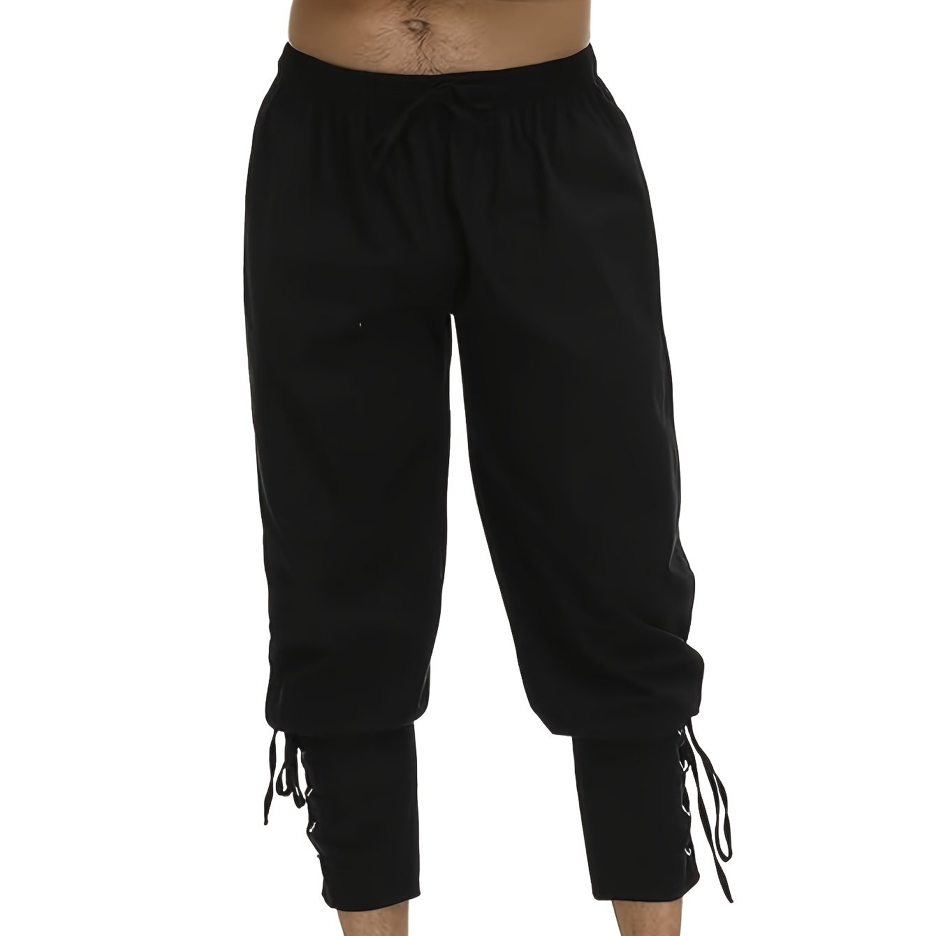 Image of Men's Retro Ankle Lace-up Long Trousers Medieval Viking Pirate Renaissance Halloween Costume Pants