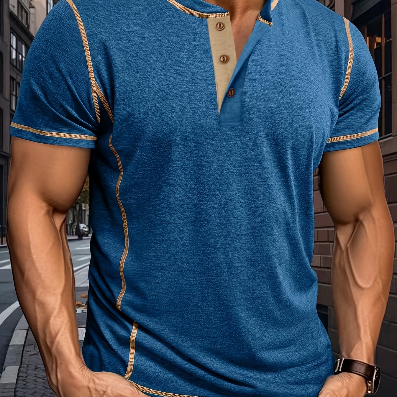 TEMU 2025 's Henley Shirt Short Sleeve Top Fashion Featured Casual Out Summer