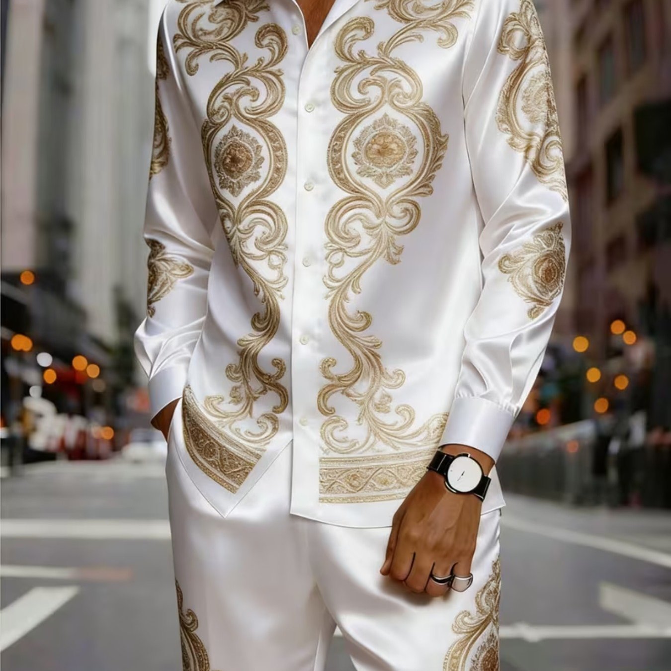 2pcs Set, Fashionable Men's Button- Shirt With Collar And Pants, Breathable And Comfortable, Suitable For Occasions. Ideal For Holiday Gifts/ A Must-have Men's Gift, Perfect For Family, , Brothers, .