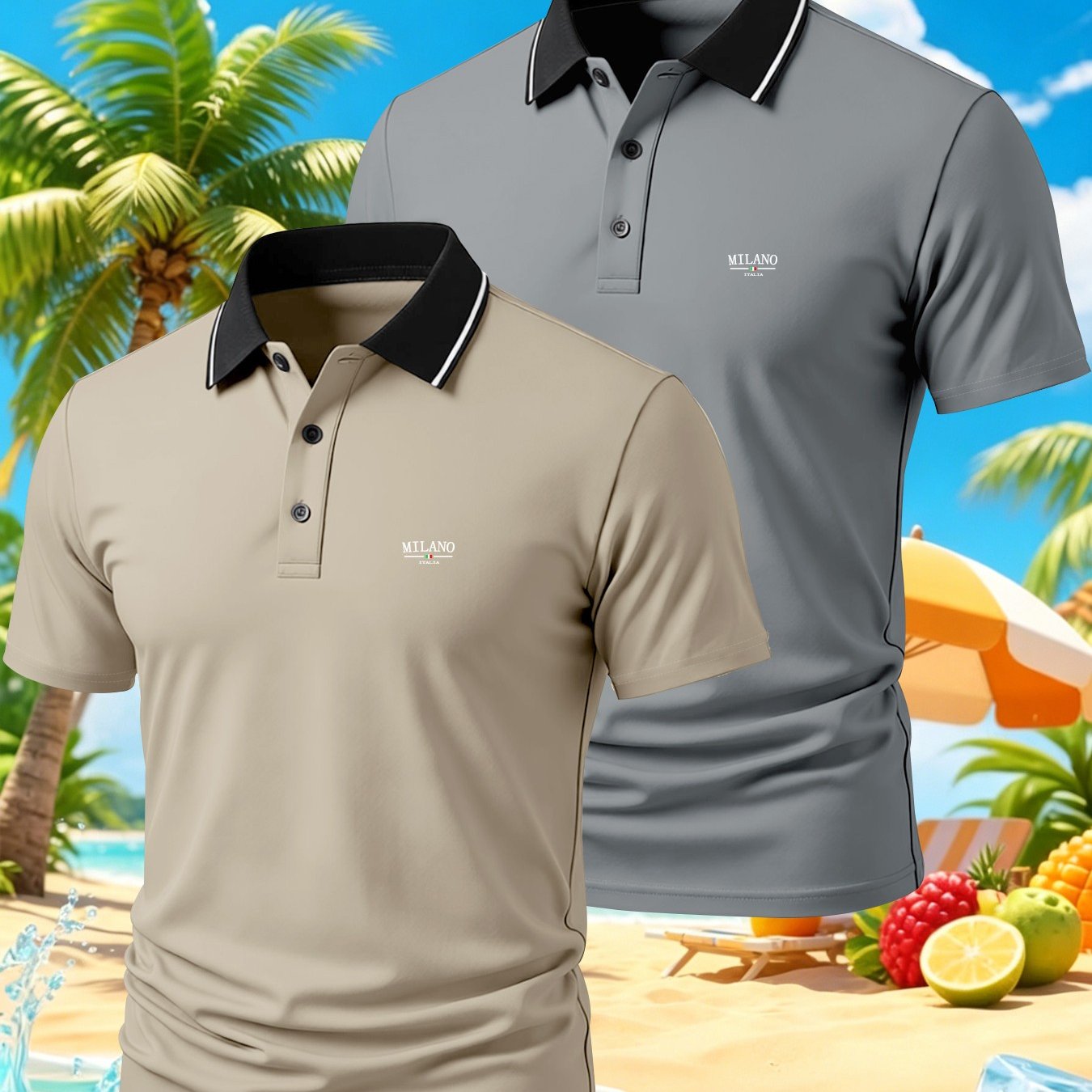 TEMU [2-pc] Men's Breathable Lightweight Mesh Quick-dry Business Shirts, Golf Attire, Micro-elastic Fabric, Print, Short Sleeve Collar, Suitable For
