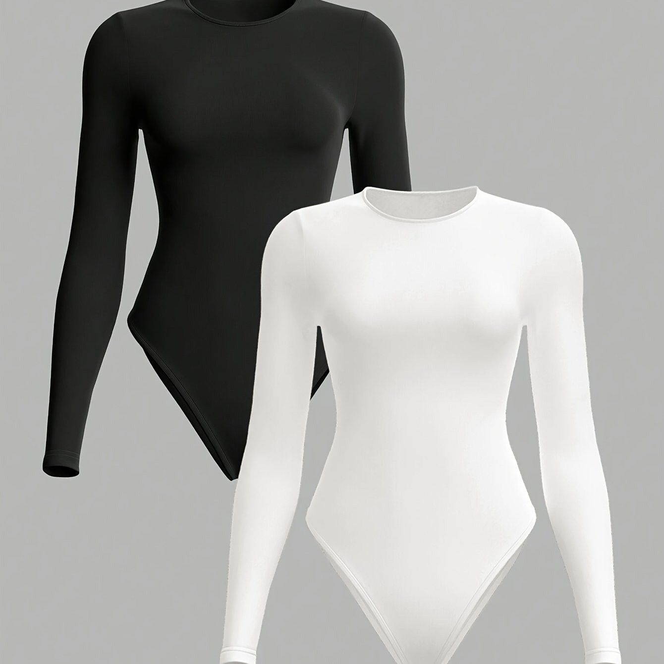 Women's Long Sleeve Tight Bodysuit Round Neck Comfortable Layer Top For Autumn Winter