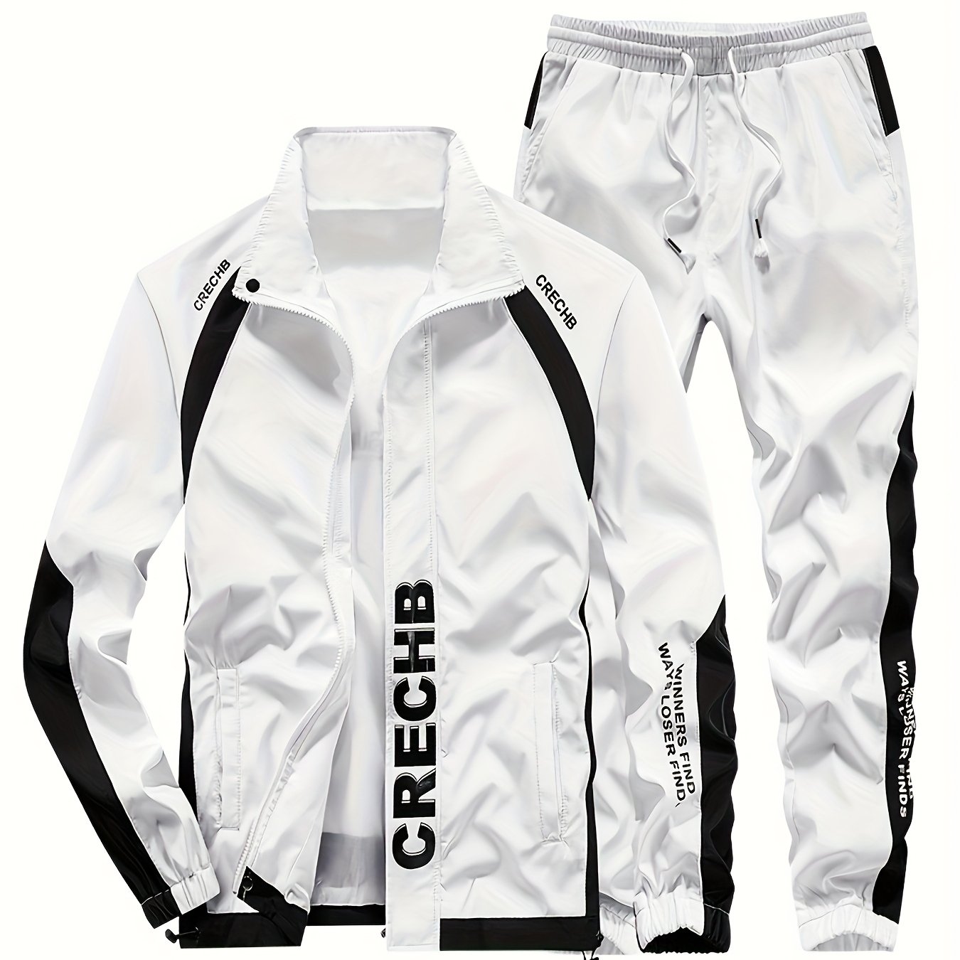 TEMU Men's 2025 New Style 2pcs Tracksuit Set, Casual Loose Size Jacket And Jogging Pants Set