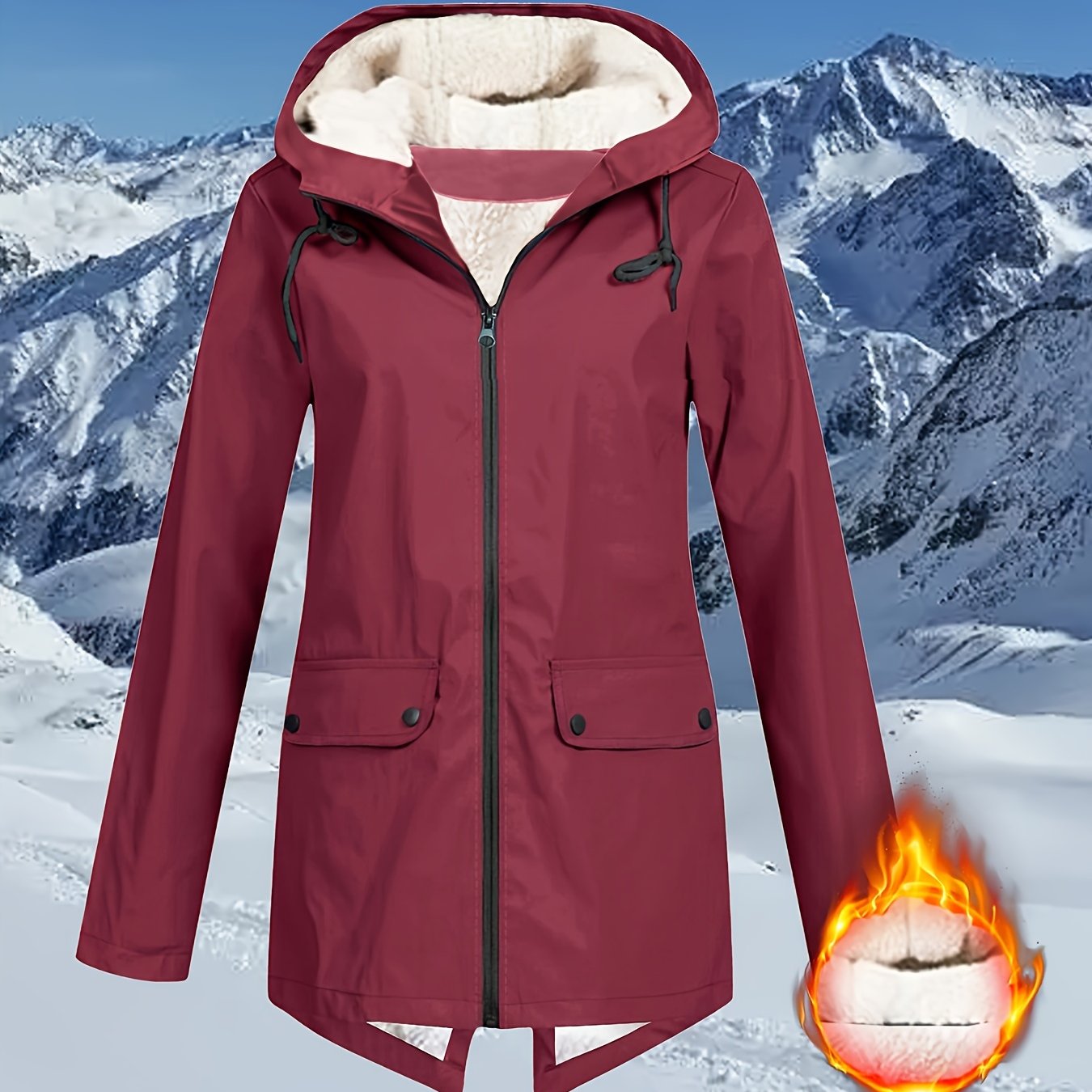Women's Autumn/winter Thickened Solid Color Hooded Jacket