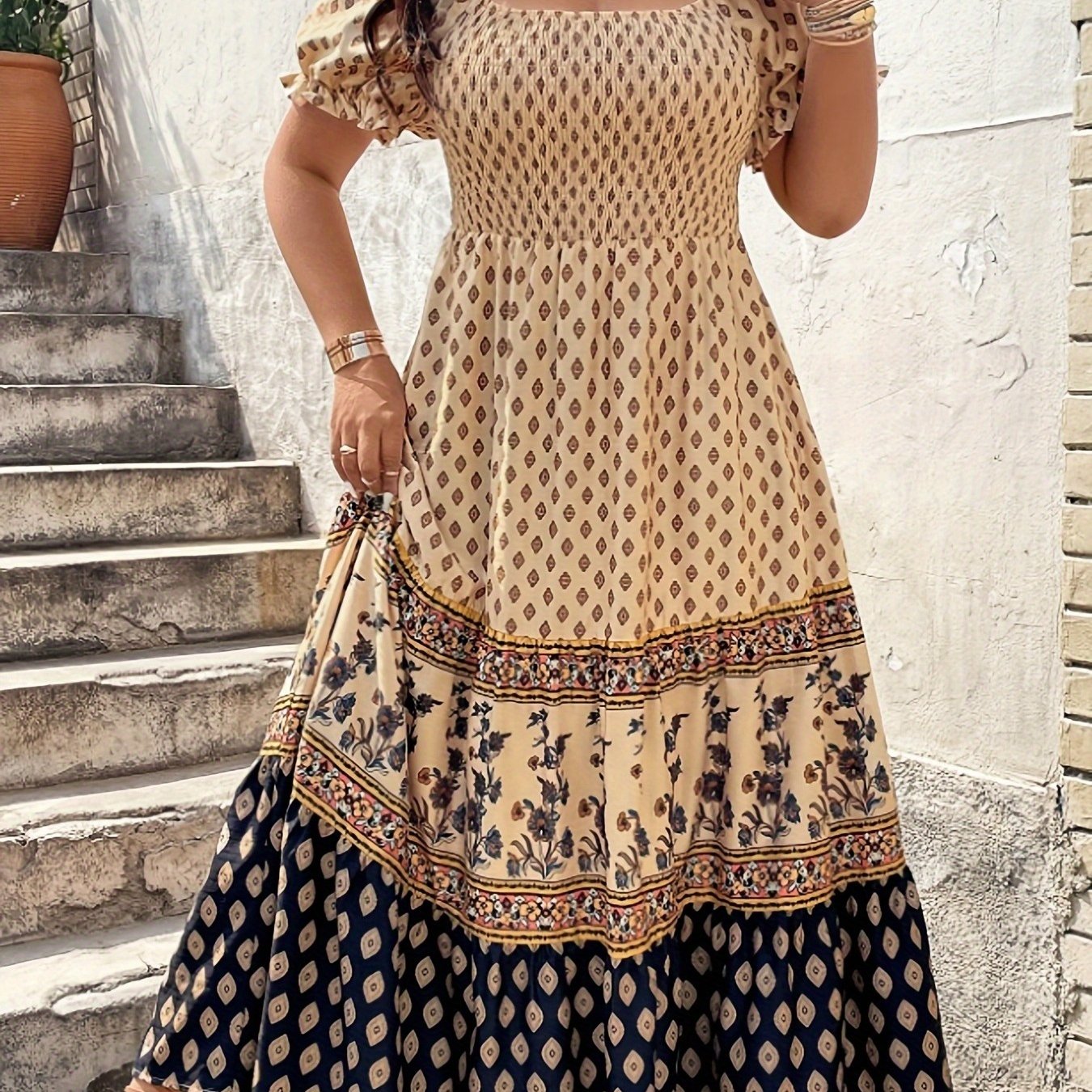 TEMU Plus Size - Plus Size - Plus Size Women's Cinched Waist Dress