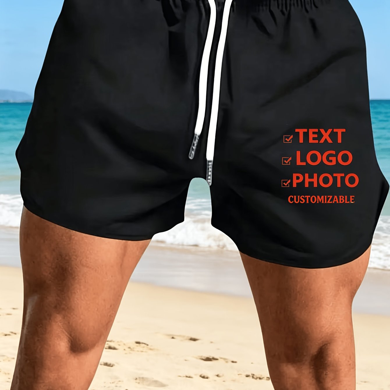 TEMU Custom Print Logo Men's Summer Thin Beach Shorts Casual Trousers Outdoor Sports Comfortable Beach Shorts