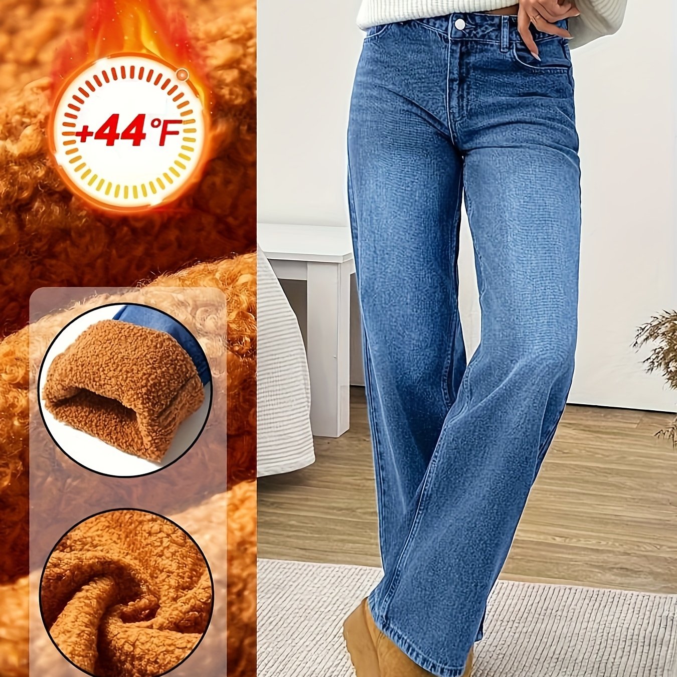 Image of Thermal Winter Pants With - Straight Leg Trousers, Dark Color, Machine Washable For Cold Weather, Casual & Elegant Pants Suitable For Fall And Winter