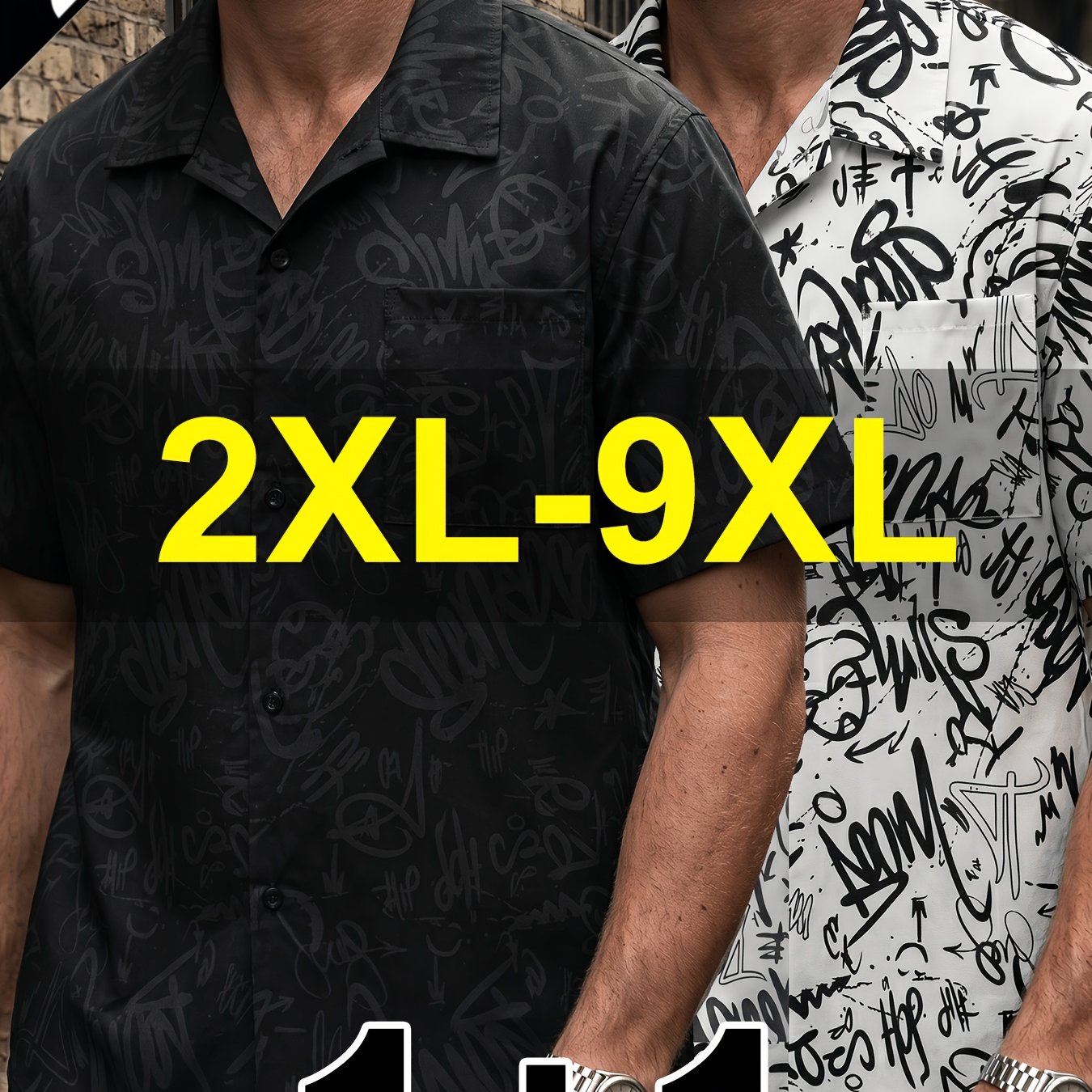 TEMU 2pcs/set Spring Autumn Boys Trendy Graffiti Short Sleeve Plus Size Thin Beach Vacation Short Sleeve New Summer Men's Plus Size Casual Graffiti