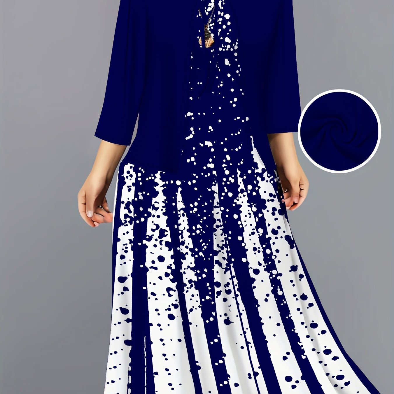 item picture elegant dress set pattern print fashion vacation outer collar jacket vest long dress set spring autumn   regular casual set
