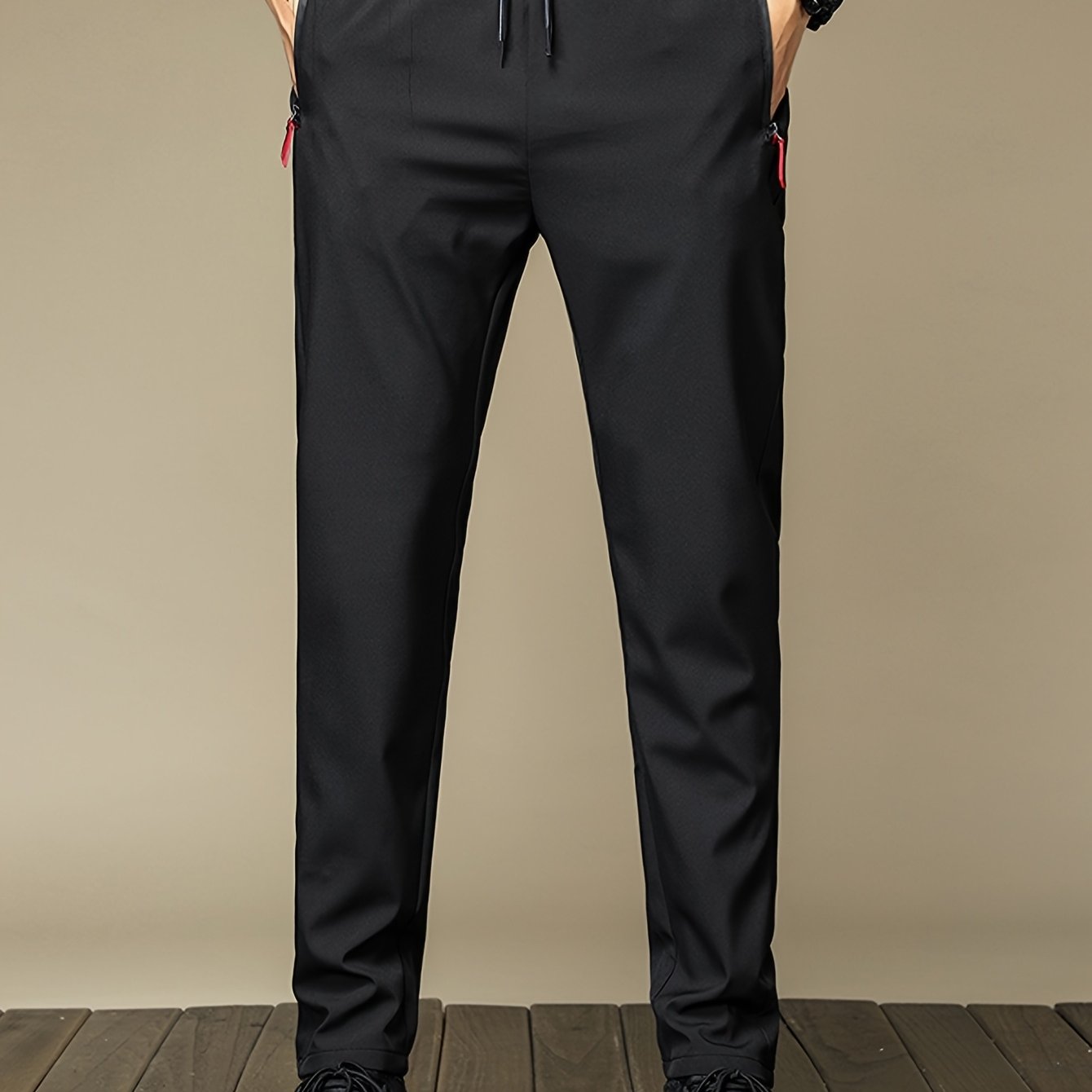 TEMU Men's Pants With Zippered Pockets, Athletic Casual Drawstring Trousers, Suitable For Summer Outdoor Activities, A Gift For Men